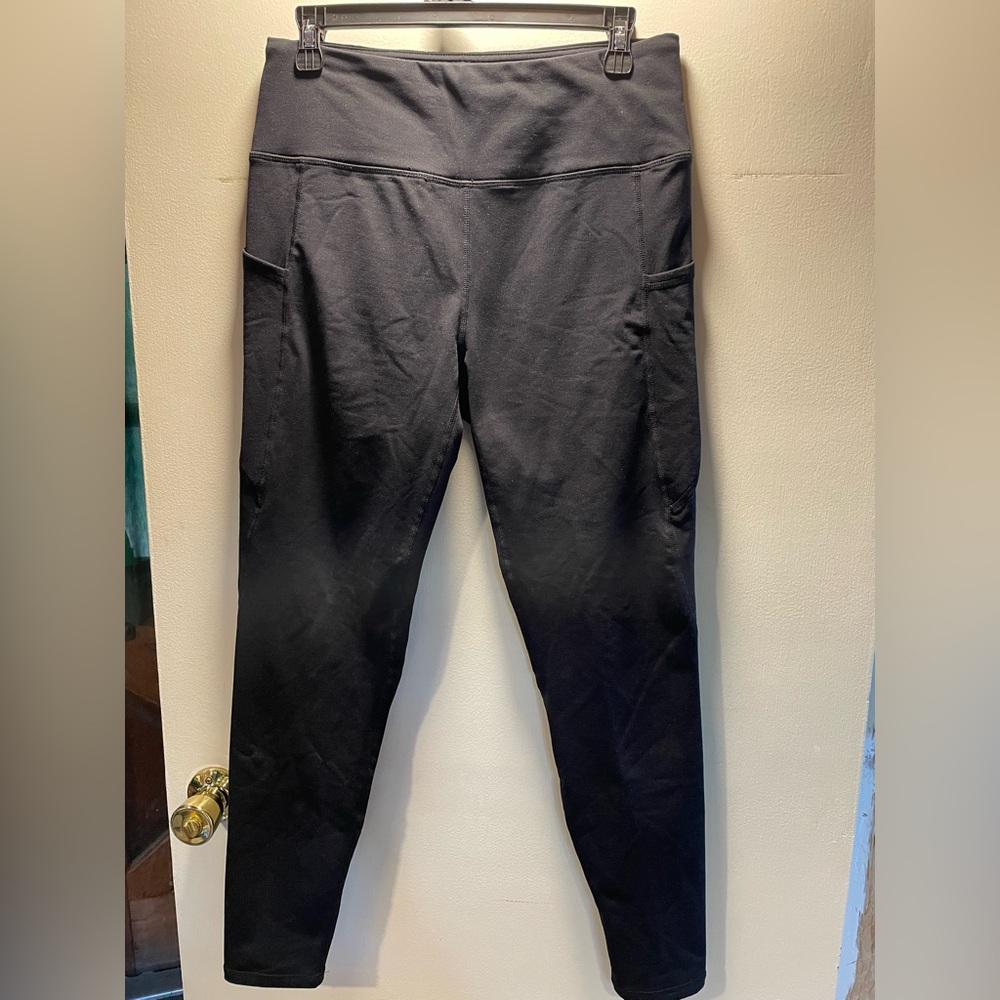 Women's Black Fleece Lined Leggings with Pockets